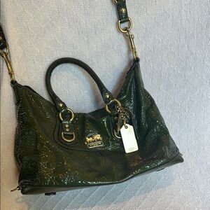 Coach Sabrina Forest Green convertable Shoulder Bag with Gold Hardware